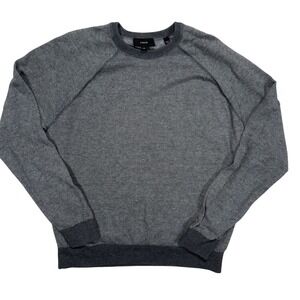 Vince Mens Large Gray Wool Cotton Cashmere Textured Crewneck Raglan